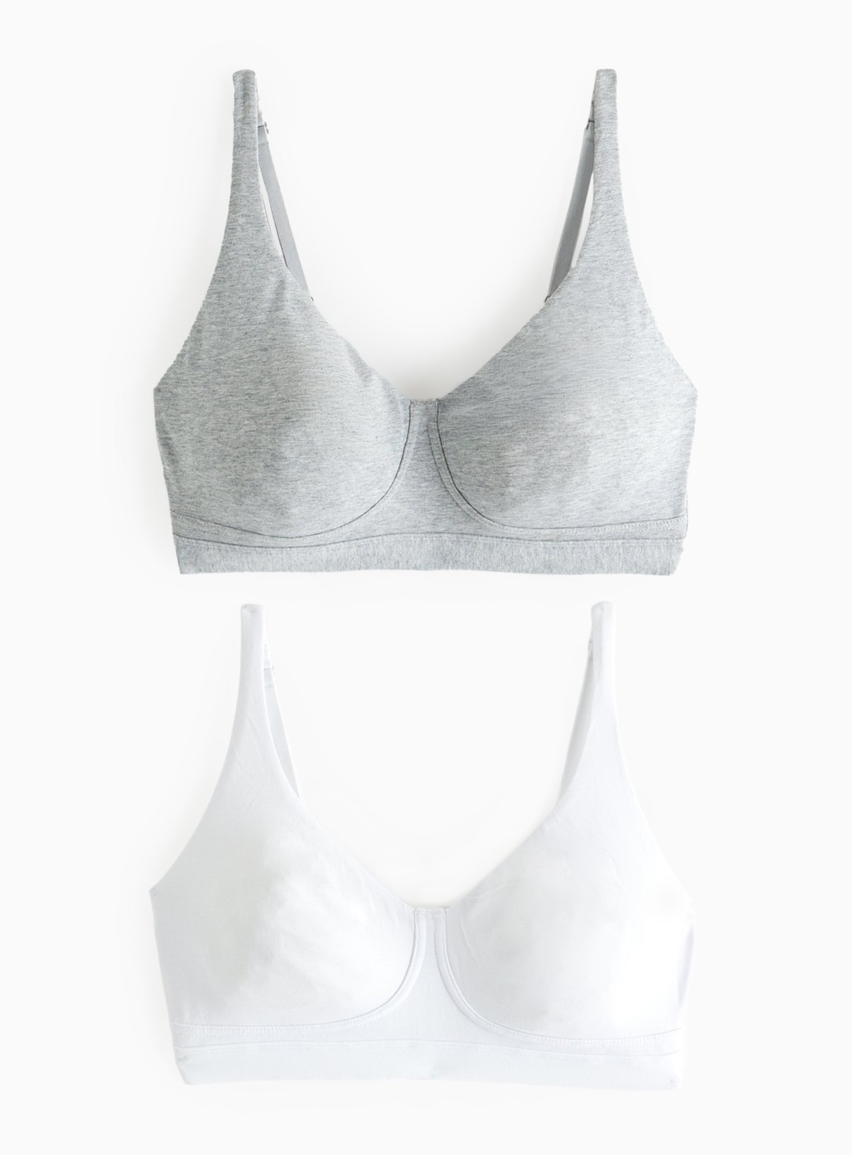Grey & White Non-Wired Comfort Lounge Bra 2 Pack 32D - Image 1 thumbnail